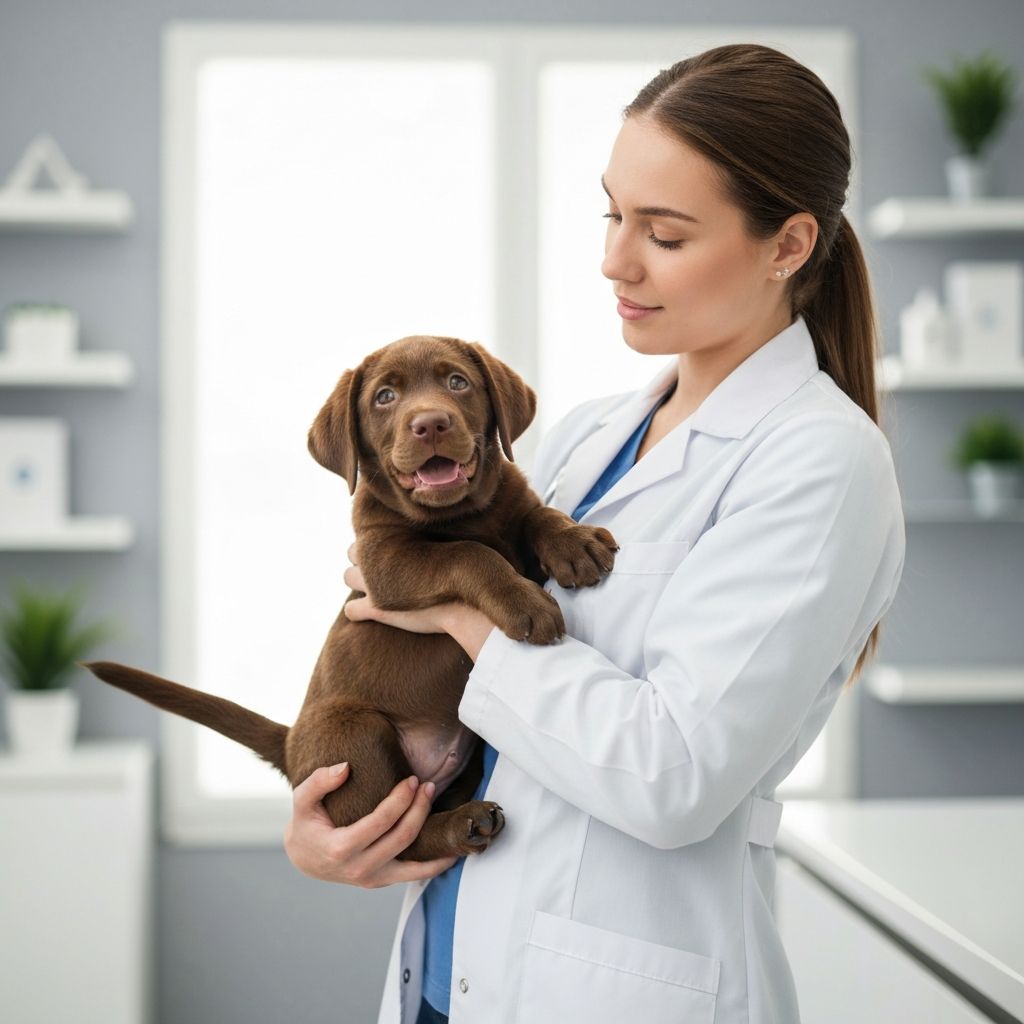 Veterinarian with puppy