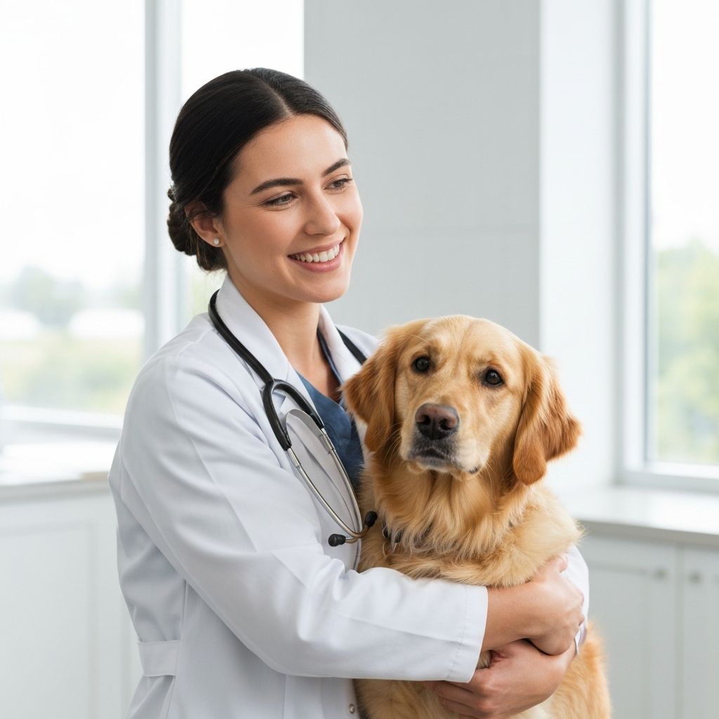 Veterinarian with a happy dog